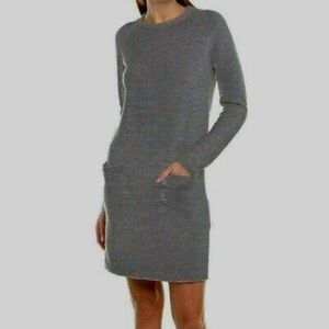 Theory Women's Noble Crew Neck Ribbed Sweater Dress Charcoal Gray Size Medium